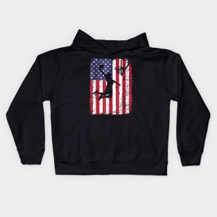 USA American Flag Basketball Kids Hoodie